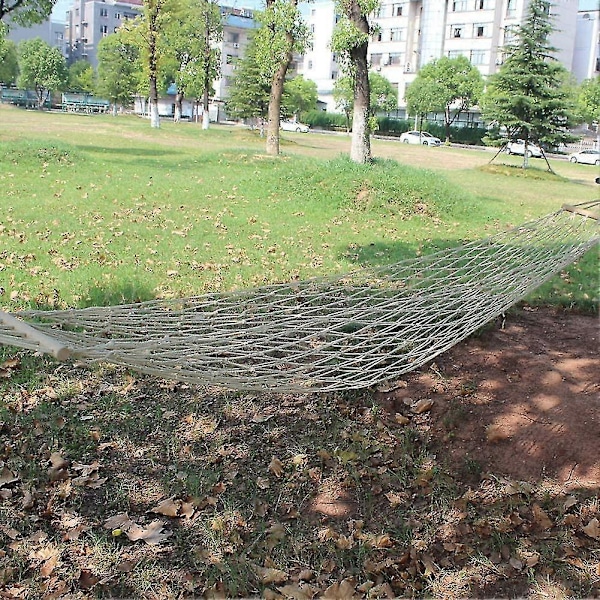Puuvillaköysiriippumatto, riippuva verkko, riippumatto sisä- tai ulkokäyttöön, yhden hengen riippumatto puutikulla, säilytyspussilla
