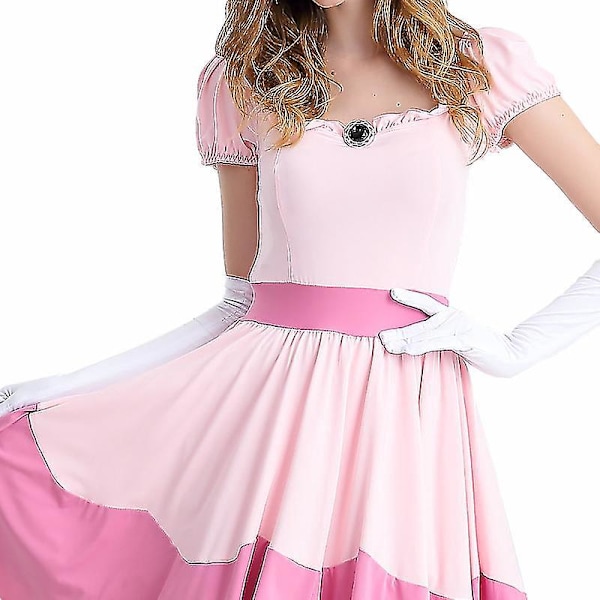 Princess Peach Mario Cosplay Kostume til Halloween Karneval M