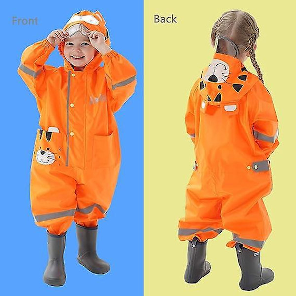 Regnjakke med hætte til børn med langærmet ponchojakke - Let og åndbar unisex-regndragt til piger og drenge i alderen 1-5
