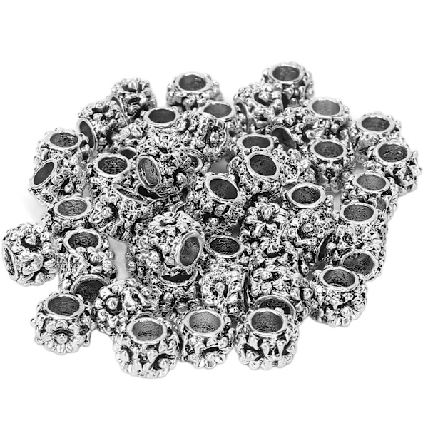 50 st multifunktionella skäggpärlor i legering, hårpärlor, armband, halsband