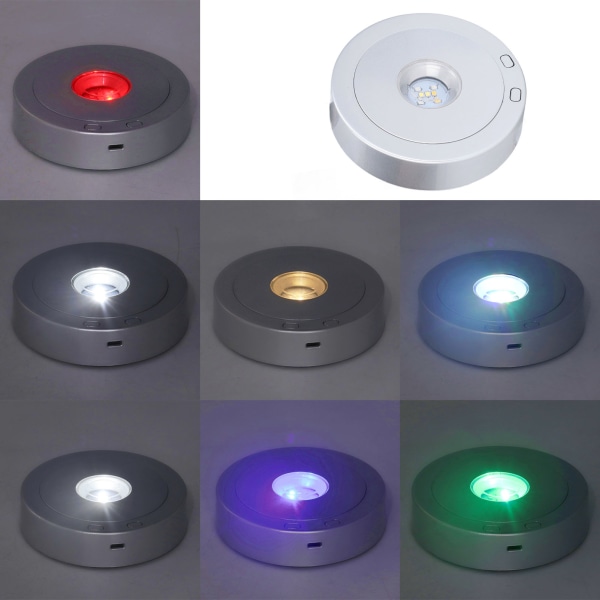 LED Display Base USB RGB Farverig Lys Roterende Krystal Display Base Stand til flaske smykker håndværk