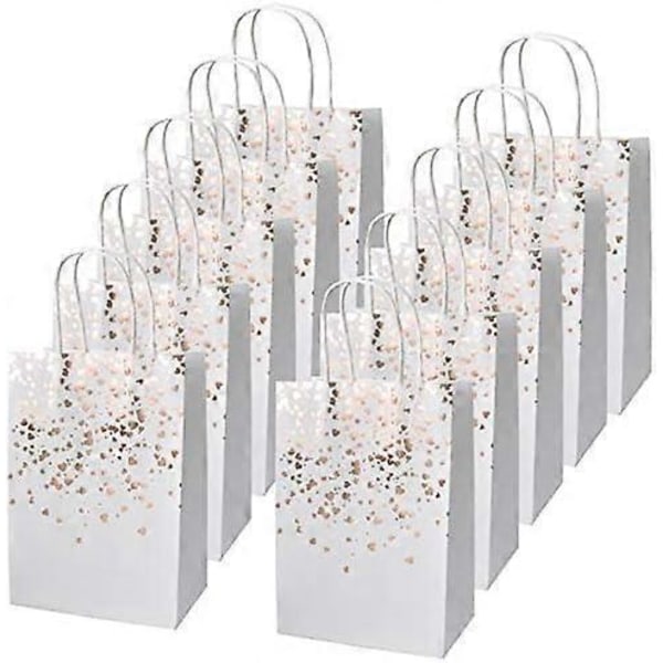12 stk. Kraftpose, 15 x 8 x 21 cm Gavepapirpose, Kraftpapirpose med Håndtak, Resirkulerbar Gavepose