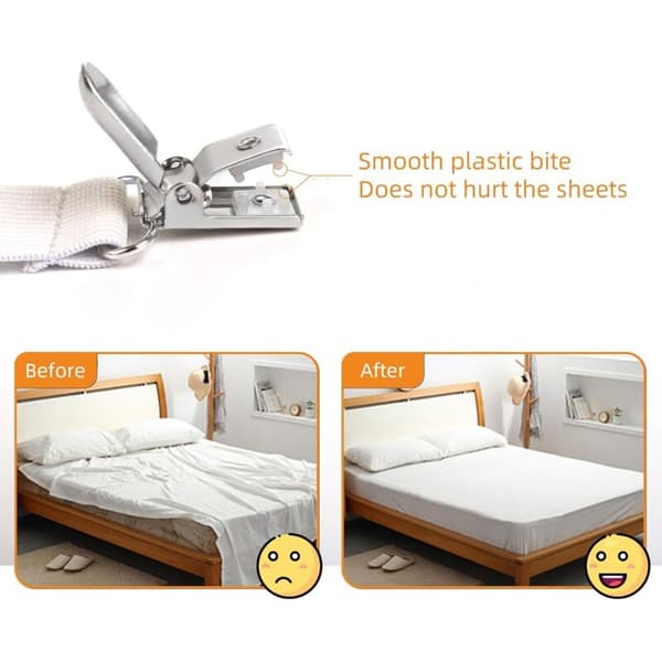 Adjustable Sheet Straps (65cm to 200cm), Adjustable Strap Fastener for Sheets, Sofa, Ironing Board Cover (White, 4-pack) White
