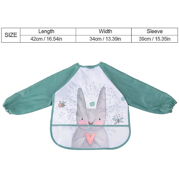 Bibs EVA Vandtætte Unisex Børne Langærmede Smekker Tynde Nylon Baby Foderforklæde Blød Frokost Spise Baby Smekke 1-3 År Gamle Søde Dyr