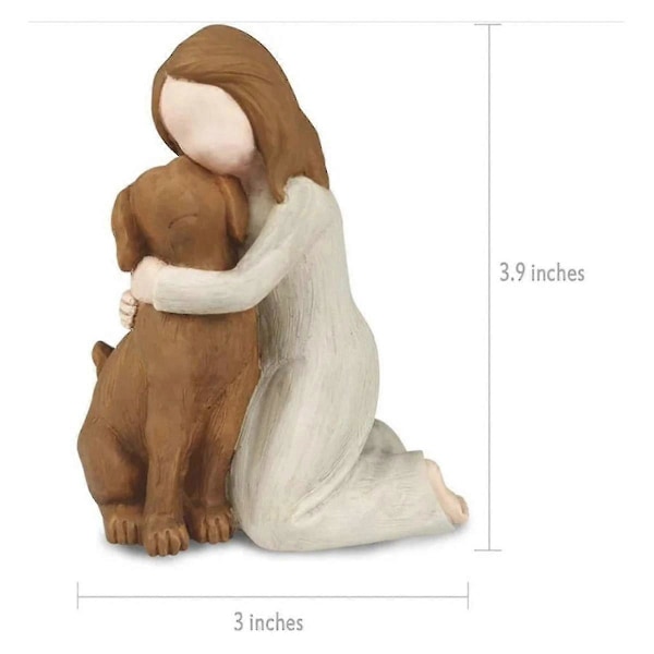 Love My Dog Figurer Statuer, Hunde Engel Venskab Mindegaver, håndmalede skulpturer til hundeelskere Sort Zekai