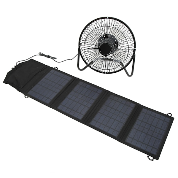 Bærbar solcelledrevet ventilator 14W 8 tommer dobbelt USB opladningstelefonventilator til udendørs picnic