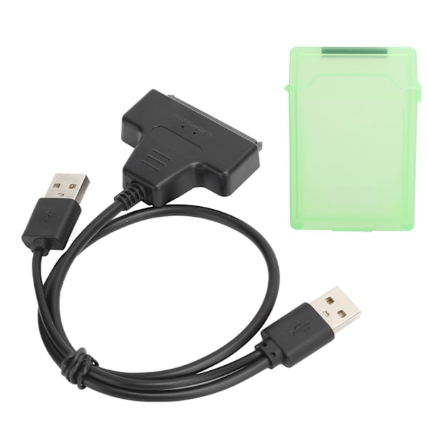 Harddiskadapterkabel SATA HDD/SSD dobbel grensesnitt konverteringskabel med 2,5 tommers beskyttelsesboks grønn