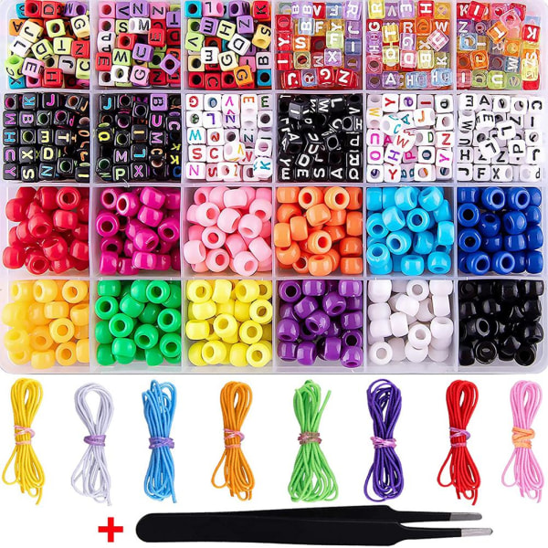 ABC Bead Armbånd Pony Beads Kits Farverigt Stretch Armbånd Letvægts Smukke børn DIY Beads