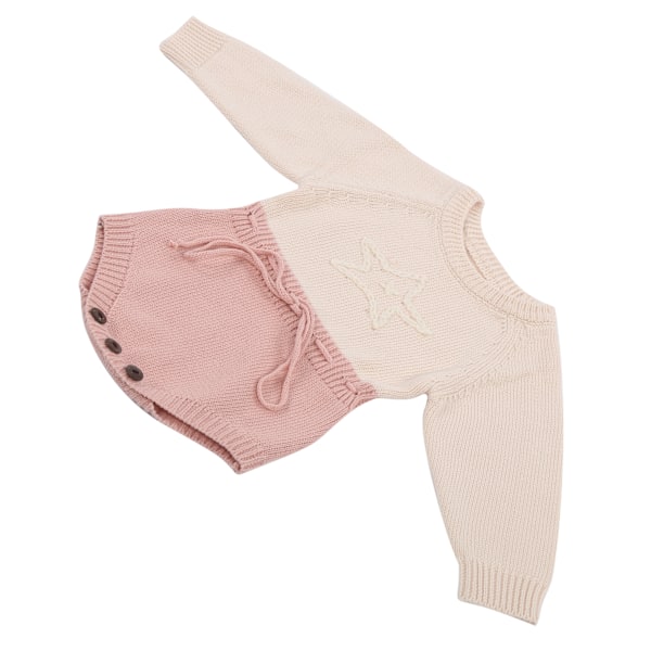 Babykläder Bomull Spädbarn Romper Jumpsuits Härlig Stjärna Långärmad Body för Flickor Rosabeige 66cm