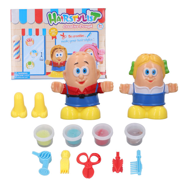 Børnefrisør Ler Legetøj Modellering Ler Farve Mud Dough Baby Pretend Barber Rolle Spil Pædagogisk Legetøj