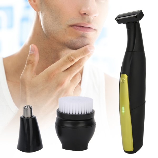 Bærbar Elektrisk skægbarbermaskine til mænd Næsehårtrimmer Vandtæt ansigtsrensemaskineSkægbarbermaskine