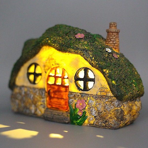 Fe Have Statue Hus Statue, Smukt Foyer Hus med Solar LED Lys