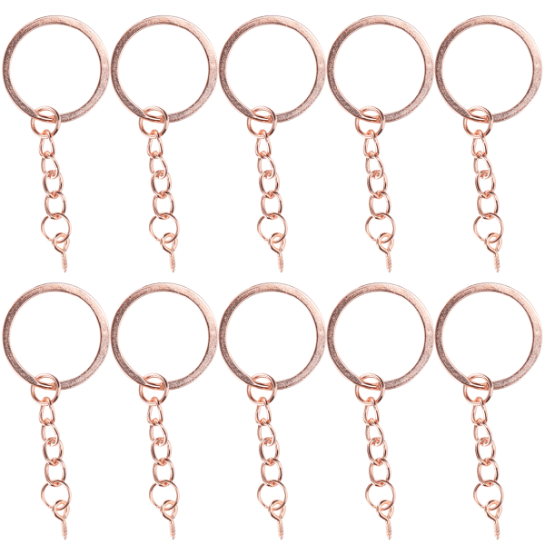 10 stk dekorasjonsnøkkelring nøkkelringdeler med skrueøyepinnekobling DIY-tilbehørRose Gold 30mm / 1.2in