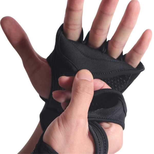 Vikter lyftning handskar polyester fiber kardborreband hög densitet halkfria träningshandskar för träning viktlyftning svart XL
