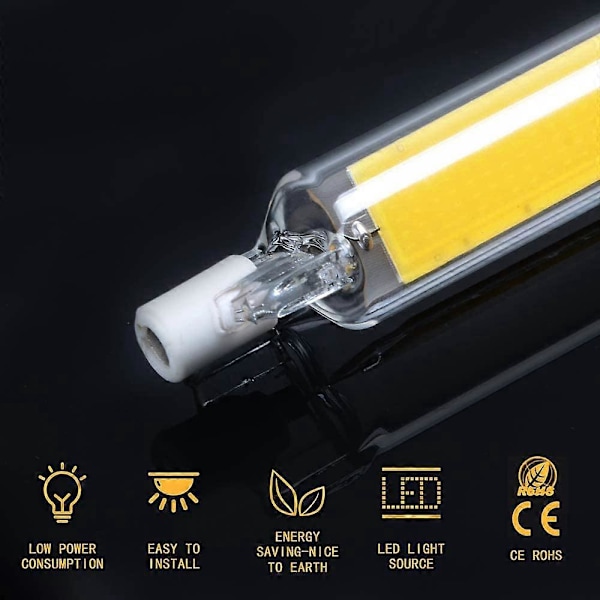 2 stk. R7S LED-pærer, 5W/10W/15W 78mm/118mm LED COB-pære 110V 230V Erstat Halogenlampe Varm Hvid