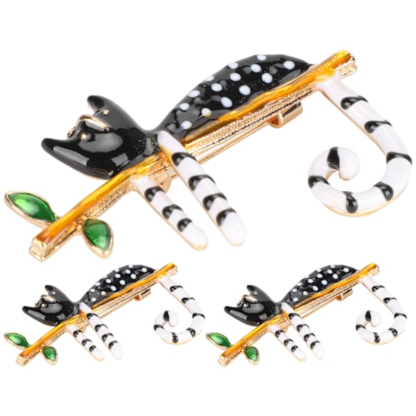 3 st Broschnålar Handgjorda Retro Fashion Legering Kattformade DIY Bröllopsbukett Kit Svart