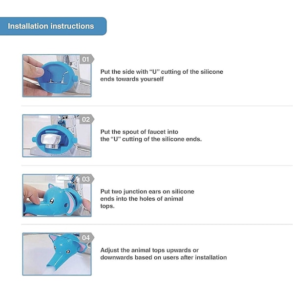 Rolig djurförlängningskranuppsättning - Elefant och ankor, perfekt för barns handtvätt