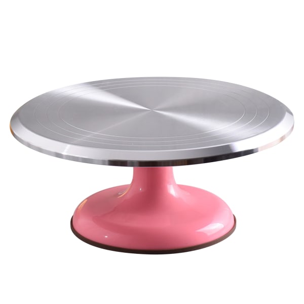 10 Inch Revolving Cake Decorating Stand Professional Aluminum Alloy Cake Turntable for Home Cake Decorating Supplies Pink