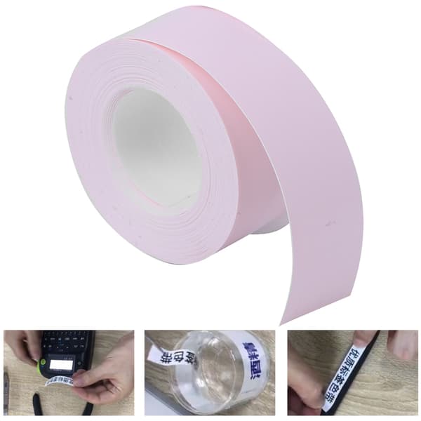 Etikettband Termopapper Passar för Etiketteringsmaskin Rosa Bas Svart Text