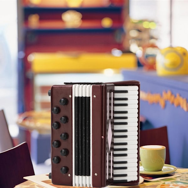 6 cm Miniature trærød harmonika Model Instrumental Model med delikat æske musikalsk gave