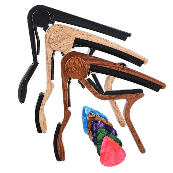 3-pack Gitarr Capo, Gitarr Capo för Akustisk & Elgitarr, Ukulele, Bas, Banjo med Gitarrplektrum