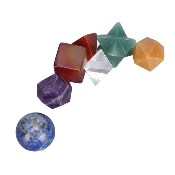 7 st chakra-helande kristaller geometriska mönster form halvädelsten dekorativa positiva energikristaller prydnad blandad färg