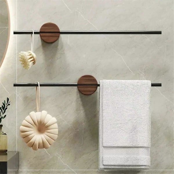 Minimalistinen pyyheteline pähkinäpuusta, kylpyhuoneen pyyhekoukku 50 cm