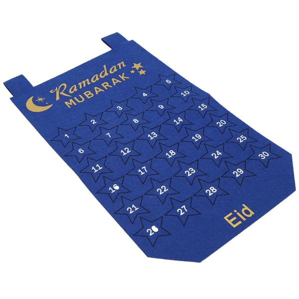 Eid Mubarak adventskalender hengende stoff nedtelling datovisning Ramadan dekorasjon blå