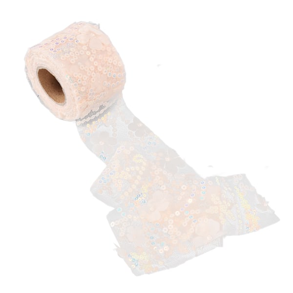Tulle rulle 10 meter broderet pailletter blomster mesh bånd dekorative håndværk tilbehør beige