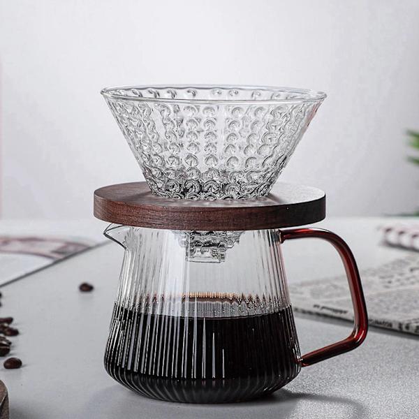 Vertikala ränder glas häll över kaffeserver - värmebeständig V60 dropp kaffekanna