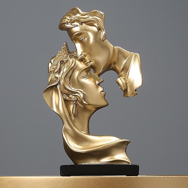 Romantisk Par Kysse Harpiks Skulptur Dekorativ Gave til Hjem Kontor Stue