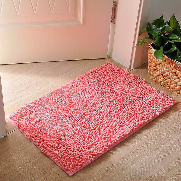 Halkfri Badrumsmatta, Mjuk Chenille Mikrofiber Badrumsmatta, Absorberande, Maskintvättbar - 40 x 60 cm, Rosa