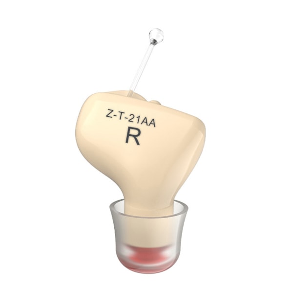Høreapparat usynlig justerbart volum støyreduksjon i ørekanal lydforsterker hudfarge høyre øre