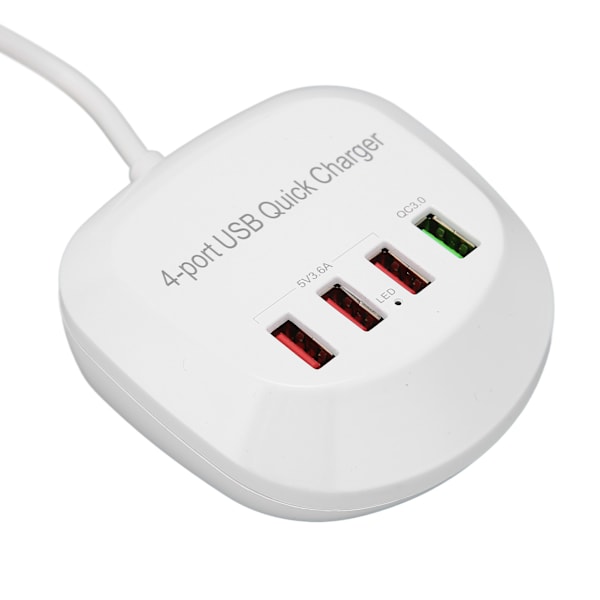 4-porttinen USB-laturiasema 36 W QC3.0 -pikalaturi matkapuhelimelle ja tabletille 110-240 V:n UK-pistokkeella