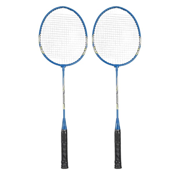 LEIJIAER Badmintonracketset för 2 spelare, järnlegering, professionell träningsutrustning, blå