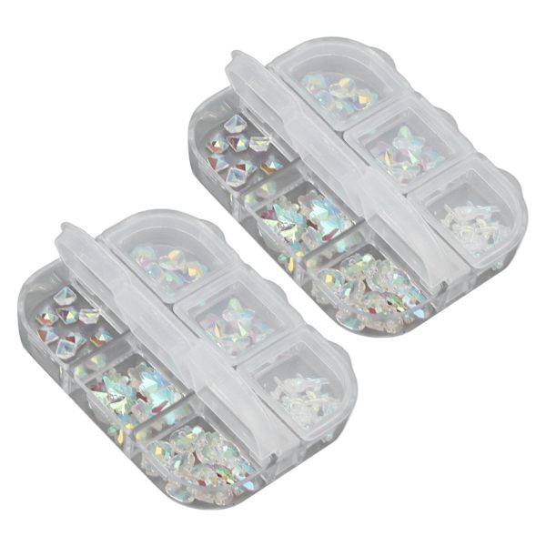 2st 6 Grids Nail art Olika former Glitter Manikyr Dekorativa prydnader för hemsalong