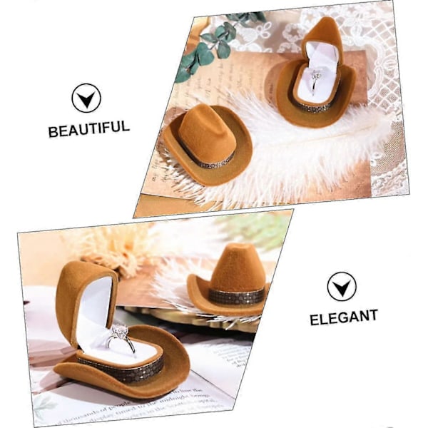 2 st cowboyhatt ringbox örhängen för bröllopsresor presenter mini behållare rolig örhängebehållare vigselringfodral frieri ringfodral Zekai