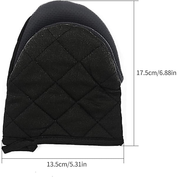 Svarta Små Grytlappar, 2-pack Värmebeständiga - Halkfritt Grepp