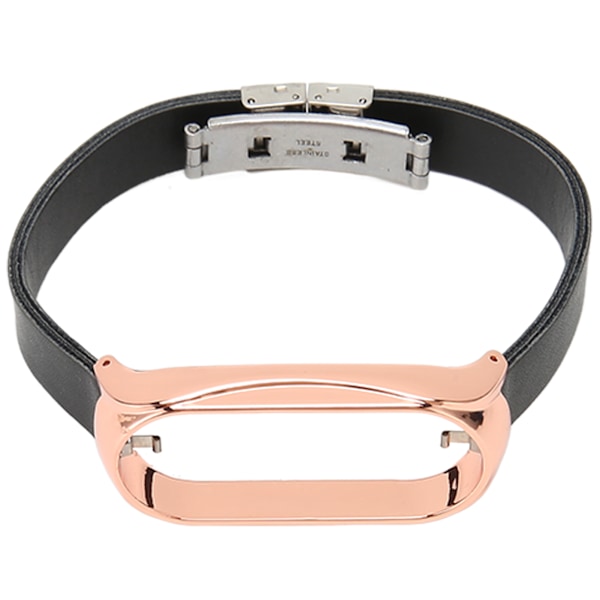 Rustfrit stål PU-læderrem med kofangerkasse Smart Watch-udskiftningstilbehør Passer til Mi Band 7 sort og guld