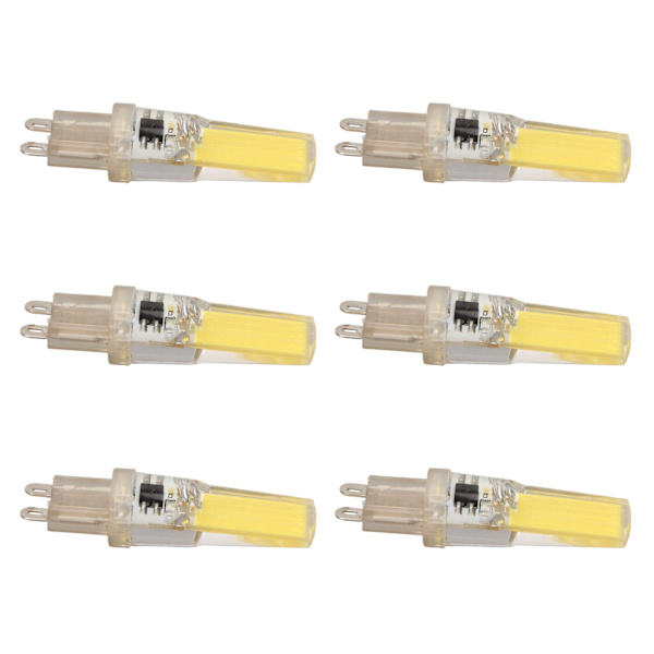 6st G9 LED-lampa COB Dimbar Professionell G9 LED-lampa Byte för vägglampor Bordslampor 220V vitt ljus
