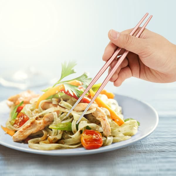 304 Spisepinde i rustfrit stål Japanske Sushi Spisepinde Bestiksæt (Pink Sølv)