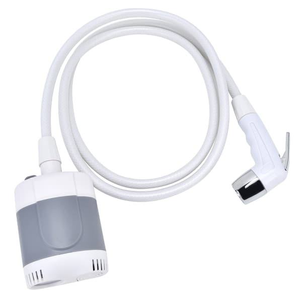 Bärbart utomhusduschset Camping Duschpump Handhållen Spruta för Vandring Resor USB-laddning (GråVit)
