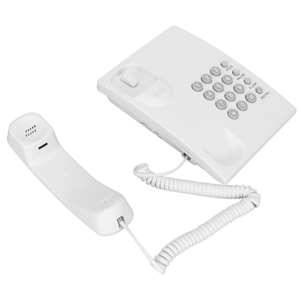 Skrivebordsmontert telefon med siste nummer-valg, P/T-modus, ledning, fasttelefon for hjem og hotell