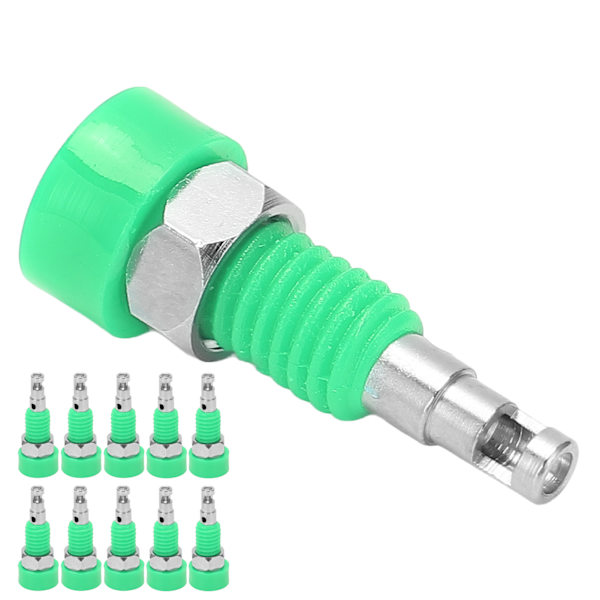 10 stk. 2 mm Banan Hun Jack Socket Connector Adapter Panel Mini Bindingsstolpe til Elektronisk Instrument Grøn