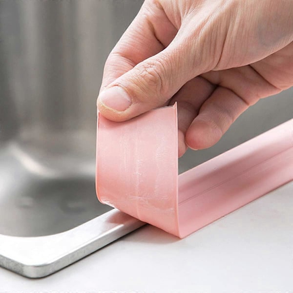 Stk. Bruseforseglingsklæbemiddel, Badekarforseglingsstrimmel, Skimmelresistent, Let at rengøre, til brusere, hjørner, vinduer, køkkenvaske (Pink, 3,2 m × 3,8 cm)