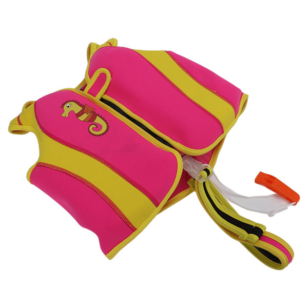 Børns svømmevest med praktisk lynlåsfinnedesign, behagelig, blød, pink flydevest til sejlads, surfing, rafting L
