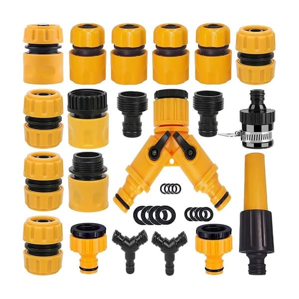Sæt med 20 lynkoblinger til haveslanger – 3/4\" hanadaptere – ABS-plastfittings – DN15-kompatibel