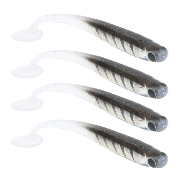 4st TPR 100MM Artificiell Mjuk Simulering Fiskedrag Bete Paddel T Svans Tillbehör8# print svart