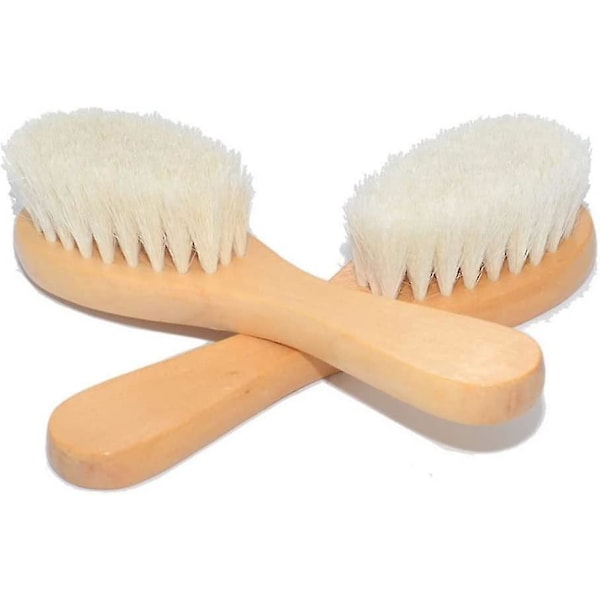 Naturlig Mjuk Ullborst Ansiktsrengöringsborste, Ansiktshudvård Exfolierande Skrubbborste, 2-pack Trähandtag Ansiktsborste Rengöring