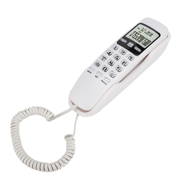 KX-T888CID Engelsk Hvid LCD Dispaly Telefon Mini Væg Fastnet med Dual Caller ID System